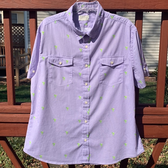 JACHS Purple & White Striped Shirt w/ Green Martini Glasses, XL - Picture 2 of 10